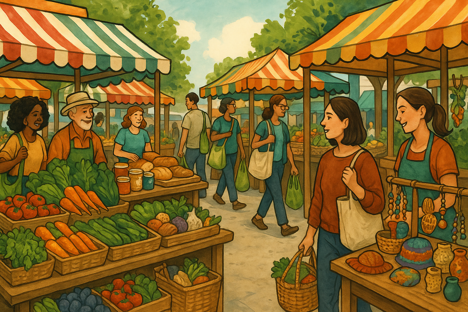 Local farmer market with food and item venfors